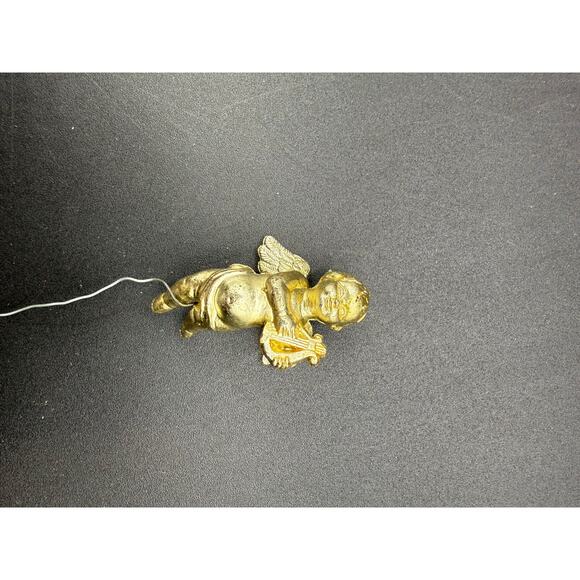 Set of 4 Vintage Gold Plastic Cherub Angel Christmas Ornaments - Picture 2 of 8